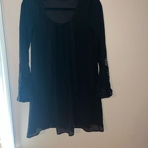 Sequin Hearts Black Dress with Lace Detail